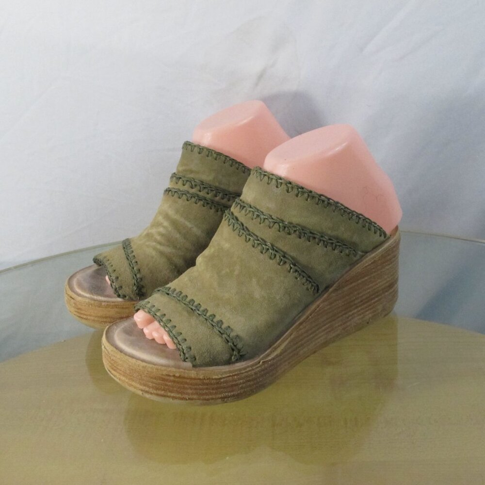 A.S.98 Women’s Nelson Slip On Wedge Sandal Green EU 37 US 6.5-7 - Picture 3 of 6